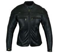 Bikers Gear Australia New Ladies Sturgis Premium Quality Soft Cowhide Leather Motorcycle Crusier Jacket with CE 1621-1 5 Piece Removable Armour, Noir, 42 EU