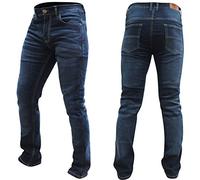 Bikers Gear Australia Stetch Bleu Jean de Moto pour Homme avec Doublure en Kevlar et Protection CE Amovible délavé, 36 Mixte