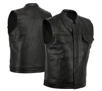 Bikers Gear Australia The Revolver - Gilet de moto en cuir sans manches, style Sons of Anarchy - Noir - Taille L