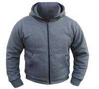 Bikers Gear Australia Veste de moto à capuche - Protecteurs CE - Protection 100% Kevlar - Polaire - Gris 2XL
