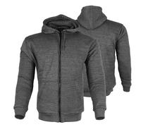 Bikers Gear Australia Veste de moto - Veste à capuche noire, rouge et grise avec doublure en Kevlar et coque souple amovible pour hommes, gris, 50