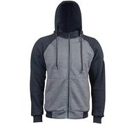 Bikers Gear Sweat à capuche de protection en polaire doublé Kevlar Aramide pour moto, noir et gris avec protection amovible CE 1621-1 (taille M)