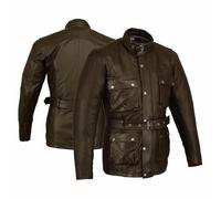 Bikers Gear UK Blouson Classic Marrons ¾ Noir Cuir cires Wax de Super qualité avec Protections certifiée CE