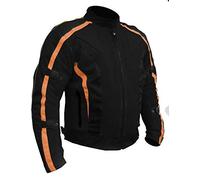 Bikers Gear UK Super Blouson Moto Chicane Mesh idéal pour Le Printemps/été avec Protections certifiée CE Noir/Orange