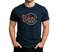 Bikers Super Power Design - Four Wheels Move The Body Two Wheels Move The Soul - T-shirt graphique rétro pour homme, Bleu marine, M