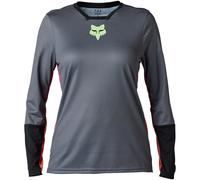 Bikeshirt manches longues femme Defend Race gris/fuchsia/orange L