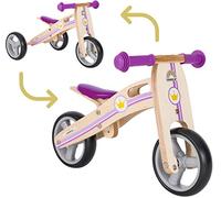 BIKESTAR Draisienne Enfants et Tricycle en Bois pour garçons et Filles de 18 Mois | Vélo sans pédales Mini (2 et 3 Roues) 7 Pouces | Lilas