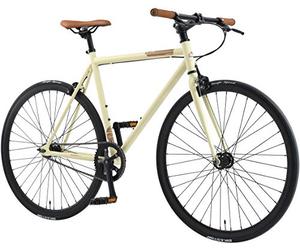 BIKESTAR Vélo de Route VTC 28 Pouces CTB | Vélo Urbain Fixie Single Speed Cadre 53 cm | Beige