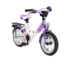 BIKESTAR Vélo Enfant pour Garcons et Filles de 3-4 Ans | Bicyclette Enfant 12 Pouces Classique avec Freins | Lilas & Blanc
