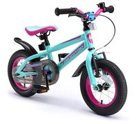 BIKESTAR Vélo Enfant pour Garcons et Filles de 3-4 Ans | Bicyclette Enfant 12 Pouces Mountainbike avec Freins | Turquoise & Berry