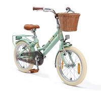 BIKESTAR Vélo pour Enfants en Aluminium à partir de 4 Ans | Vélo rétro de Ville 16 Pouces avec Panier et Frein en V, vélo hollandais | Menthe
