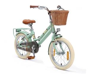 BIKESTAR Vélo pour Enfants en Aluminium à partir de 4 Ans | Vélo rétro de Ville 16 Pouces avec Panier et Frein en V, vélo hollandais | Menthe