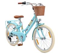 BIKESTAR Vélo pour Enfants en Aluminium à partir de 6-7 Ans | Vélo rétro de Ville 20 Pouces, 7 Vitesses, Panier, Frein en V, vélo hollandais | Bleu