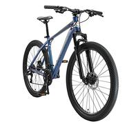 BIKESTAR VTT en Aluminium, Frein à Disque, 21 Vitesses Shimano, 27.5 Pouces | Mountainbike Cadre 18" Pouces MTB Suspension Avant | Bleu Argent