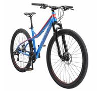 BIKESTAR VTT en Aluminium, Frein à Disque, 21 Vitesses Shimano, 29 Pouces | Mountainbike Suspension Avant Cadre 18 Pouces | Bleu Orange Argent