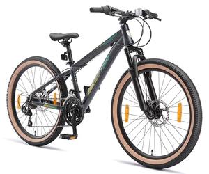 BIKESTAR VTT Vélo Tout Terrain 24" pour Enfants de 8-12 Ans | Bicyclette Cadre 13 Pouces 21 Vitesses Shimano, Hardtail, Freins Disc