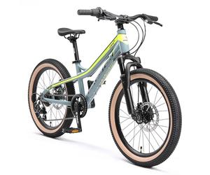 BIKESTAR VTT Vélo Tout Terrain pour Enfants de 6-9 Ans | Bicyclette 20 Pouces 7 Vitesses Shimano, Hardtail, Freins Disque, Suspension | Petrol & Vert