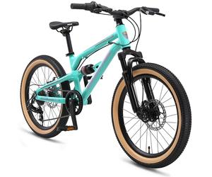 BIKESTAR VTT Vélo Tout Terrain Tout Suspendu pour Enfants de 6 Ans | Bicyclette 20 Pouces 7 Vitesses Shimano, Freins Disque | Turquoise