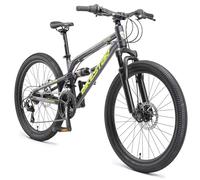 BIKESTAR VTT Vélo Tout Terrain Tout Suspendu pour Enfants de 9 Ans | Bicyclette 24 Pouces 21 Vitesses Shimano, Freins Disque | Noir