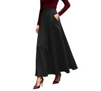 BIKETAFUWY Jupe Longue Femme Taille Haute avec Ceinture Large, Jupe Maxi Évasée Ample, Poches Latérales, Coupe Trapèze sans Fente Visible, Longueur Cheville, Bas Fluide pour Adulte