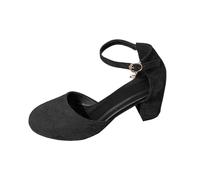 BIKETAFUWY Sandales à Talon Femme, Escarpins, Chaussures à Bout Fermé, Heels Dance Shoes, Babies à Bride Cheville | Daim, Talon Bloc, Boucle Latérale, Bride Arrière, Bureau, Soirée, Cérémonie, Ville