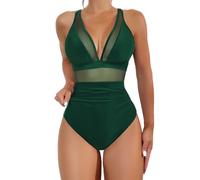 Bikini Bleu Seulement Split Flower Print Large Fashion Split Swimsuit Maillots Une Pièce De Compétition Femme (JN, M)