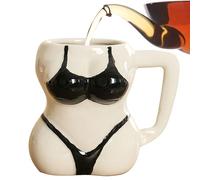 Bikini Body Art Tasse à Café - 380 Ml, Porcelaine Blanche, Tasse en Céramique Femme pour Latte, Thé et Lait | Décoration de Bureau Sexy Amusante et Vaisselle de Petit Déjeuner, Cadeau pour Amis, 12,2
