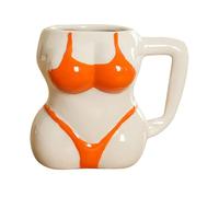 Bikini Body Art Tasse à Café - 380 Ml, Porcelaine Blanche, Tasse en Céramique Femme pour Latte, Thé et Lait | Décoration de Bureau Sexy Amusante et Vaisselle de Petit Déjeuner, Cadeau pour Amis, 12,2