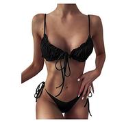 Bikini Braga Alta BañAdor Sin Tirantes Mujer -Up Bikini Traje de baño Vendaje Mujeres de Playa Traje baño Conjunto Trajes Conjunto Tankinis BañAdor Push up Con Relleno (Black, M)