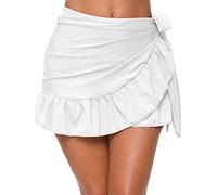 Bikini Cover Up Femme Jupe de Bain avec laçage latéral Serviette de Plage Courte Jupe de Bikini Taille Haute Mini-Jupe Portefeuille Robe de Bain Jupe de Plage Maillot de Bain