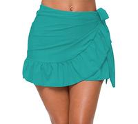 Bikini Cover Up Femme Jupe de Bain avec laçage latéral Serviette de Plage Courte Jupe de Bikini Taille Haute Mini-Jupe Portefeuille Robe de Bain Jupe de Plage Maillot de Bain