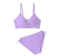 Bikini Été Maillot de Bain Deux pièces Bikini à col en V et Cordon de Serrage pour Filles, avec Coussinets de Poitrine. (Purple, 9-10 Years)