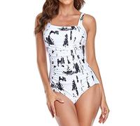 Bikini Femme 1 Pieces Taille Haute Sexy Imprimé Bodycon Bikini Beach Maillots De Bain Dos Maillots De Bain (White, S)