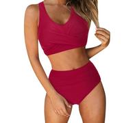 Bikini Femme 2 Pieces Bikini Set Grande Taille Col en V Ensembles String Contrôle du Ventre Short Sport Classique Tanga Deux Pièces Ensemble Swimwear