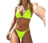Bikini Femme 2 Pieces,Maillot De Bain Femme 2 Pieces String Sexy Bas de Bikini Col en V Dos Nu Rembourré RéGlable BréSilien Ensemble De Bikini Swimwear pour des Vacances à la Plage