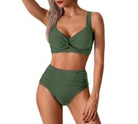 Bikini Femme 2 Pieces Maillot De Bain String Trendy Swimsuit for Women Deep V Neck Sexy Mesh Patchwork Monokini Comfy Breathable Bathing Suits Maillot De Bain Femme Haut Grande Taille (Green, M)