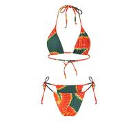 Bikini Femme 2 Pieces Sexy String Push Up Avec Soutien-Gorge Triangle Échancré Maillots Bikini Set Ensembles Deux Pièces Gainant Ventre Haute Taille Culotte Vintage Ensemble Bretelles Découpe Élégante