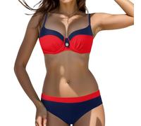 Bikini Femme 2 Pieces Shorty Maillot De Bain Taille Haute Push Up avec Armature Bretelles Multi-Positions Soutien-Gorge Coque Amovible Tissu Doux Stretch Imprimé Floral