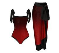 Bikini Femme Une Pieces Gainant Ventre Plat Abstrait Dégradé Imprimer 1 Pièce Bain + 1 Pièce Cover UP Deux Pièces Imprimé Maillot Bain Monokini Bikini 2 Pièces Bain Deux Pièces Tankini Ensemble Red XL