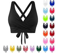 Bikini Oberteil Große Brüste Damen Push Up Wickeloptik Abnehmbar Gepolstert Bikini Top Verstellbar breite Träger Bikinioberteil Lace Up Bikinioberteile für Damen Sexy Padded Bademode