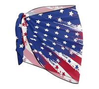 Bikini pour femme - Motif drapeau - Imprimé sarong - Multifonctionnel - Semi-transparent - Maillot de bain - Robe de plage en mousseline de soie - Jupe courte - Maillot de bain d'extérieur, S bleu
