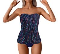 Bikini sans bretelles pour femme avec décolleté ventral fendu qui couvre le ventre et rend le débardeur tendance et mince pour homme Fitness, bleu foncé, XL