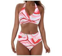 Bikini Set Ensembles Maillot de Bain Deux pièces féminin élégant pour Plage et Vacances - Ensemble Bikini Haute Coupe Push-up et Glamour sans Fleurs ni Motifs complexes (S)