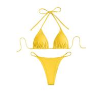 Bikini Solide Deux Pièces Col Licou Femme, Short pour Dames Tankini Ensemble, Polyester Bretelles UV UPF 50 pour Voyages et Plage