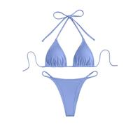 Bikini Solide Deux Pièces Femme, Short pour Dames Col Licou Tankini, Nylon Résistant Chlore pour Mer et Printemps Imprimé Floral