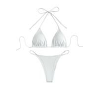 Bikini Solide Deux Pièces Femme, Short pour Dames Col Licou Tankini, Nylon Résistant Chlore pour Mer et Printemps Imprimé Floral