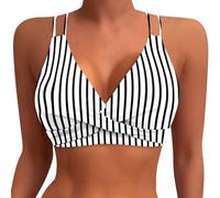Bikini Taille Haute Femme,Ensemble Bikini Franges Bretelles Danse Costume Performance Équipe Soutien-Gorge Tissu