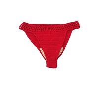 Bikini Taille Haute la Main Crochet Sexy Bikini Shorts Couleur Unie Ceinture doublé Maillot de Bain tricoté Maillot Basket (Red, L)