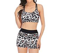 Bikini Taille Haute Push Up Sexy Rétro, Licou Froncé Imprimé Ensemble Nylon, Doux Respirant pour Mer et Journées Chaudes