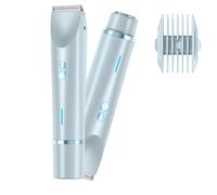 Bikini Trimmer And Shaver Kit For Women, Dual Headed, Ipx7 Waterproof Wet And Dry Electric Razors Rechargeable 2-In-1 Body And Facial For Underarms, Legs, Face, Arm (Blue)